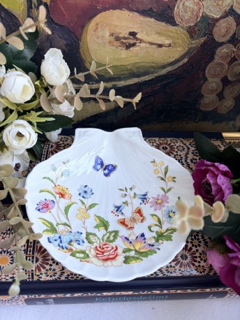SERVIRAVIMO LĖKŠTELĖ KRIAUKLĖ AYNSLEY "COTTAGE GARDEN", 1 vnt, KAULINIS PORCELIANAS