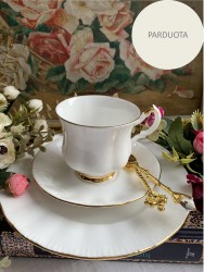 PUODELIS TRIO ROYAL KNIGHT "WHITE & GOLD", 1 VNT, KAULINIS PORCELIANAS