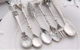 NAUJI KAVOS ŠAUKŠTELIAI "RETRO BEAUTY SILVER", 6 VNT, BALTAS METALAS
